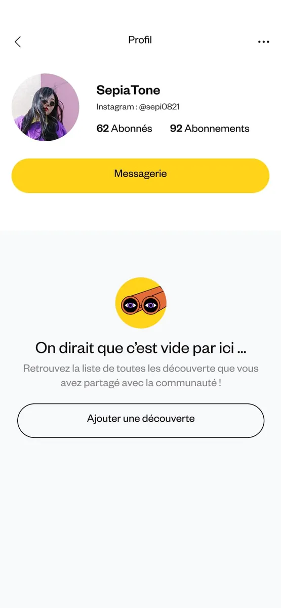 Profil vide : aucune découverte pour l’instant