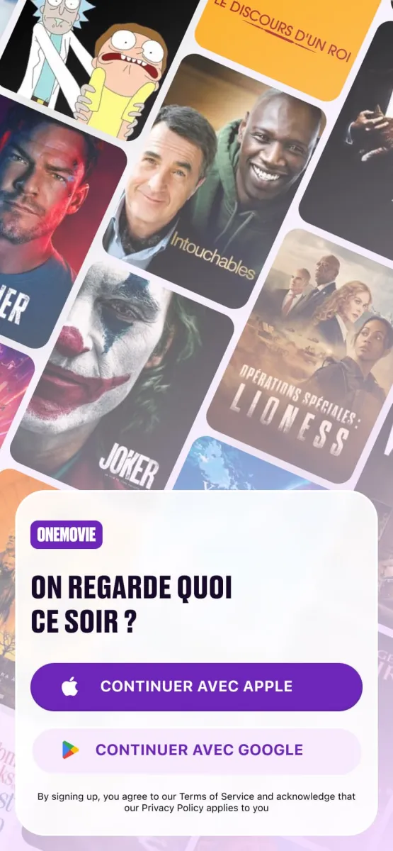 Écran de connexion sur un collage d’affiches de films