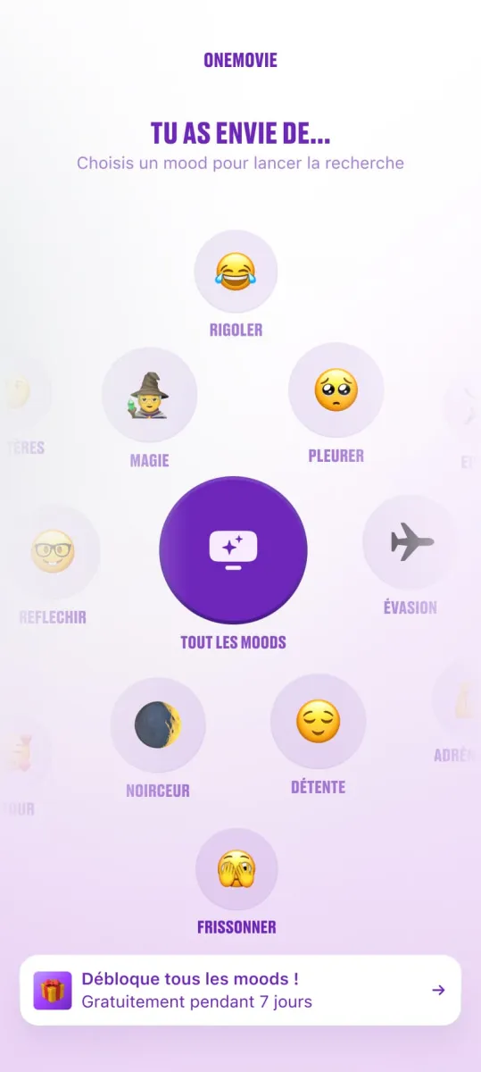 Choix d’un mood pour lancer la recherche