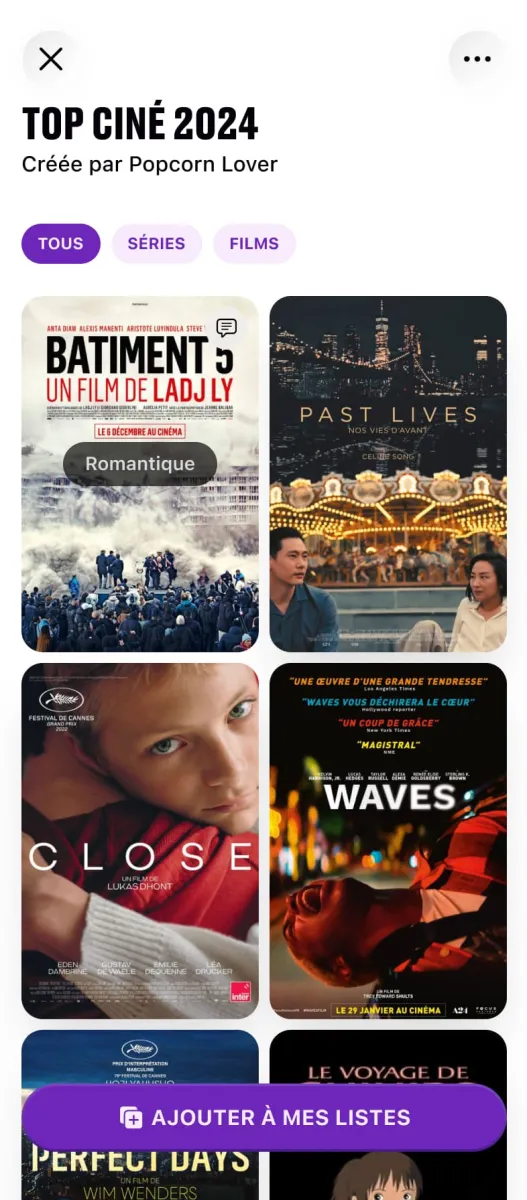 Liste Top Ciné 2024